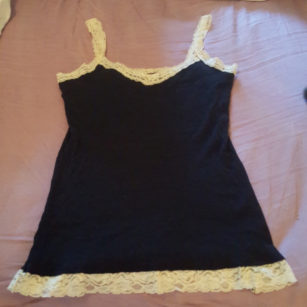 Lace trimmed black tank